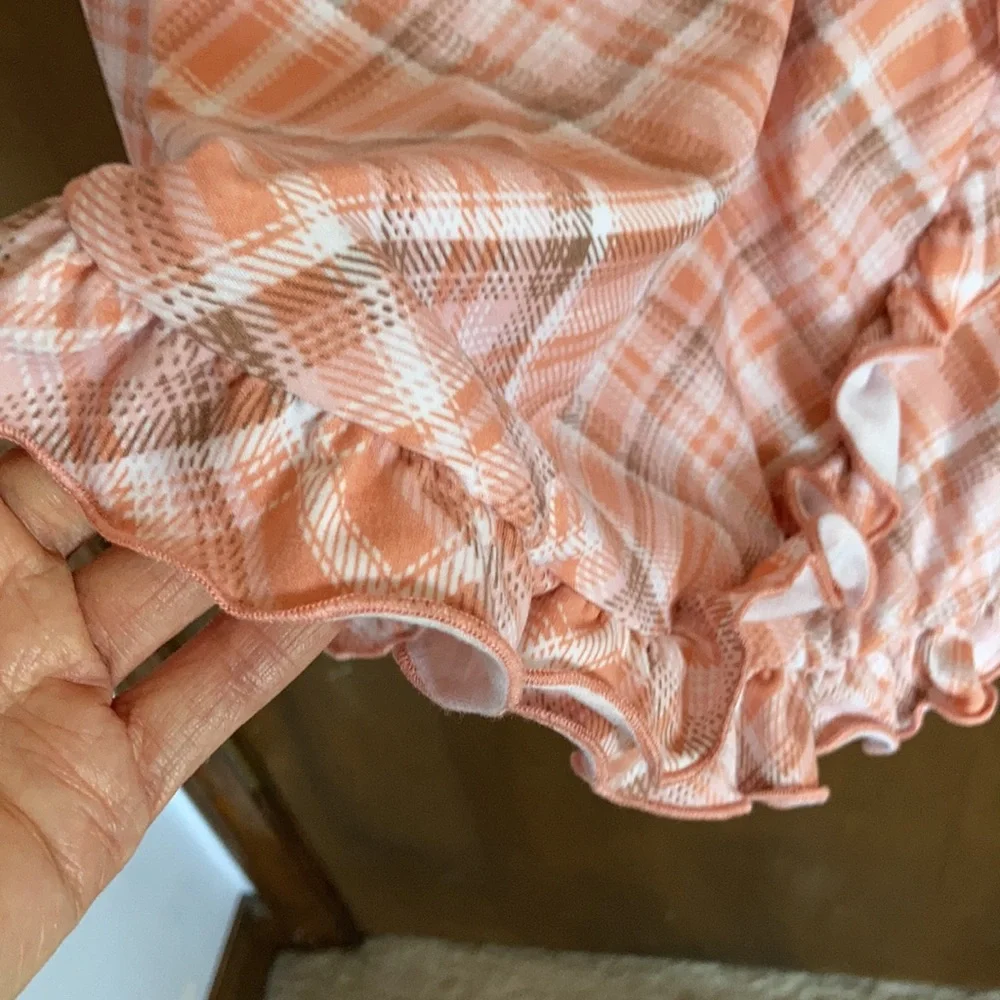 plaid print ruffle detail faux wrap dress w stretch 2X jrs - Picture 14 of 17